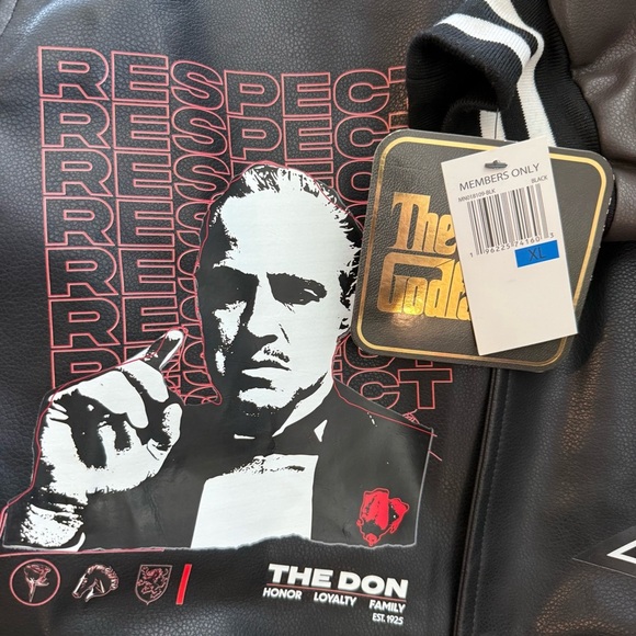 NWT The Godfather X Members Only Vegan Leather Bomber Varsity Jacket - Picture 4 of 5